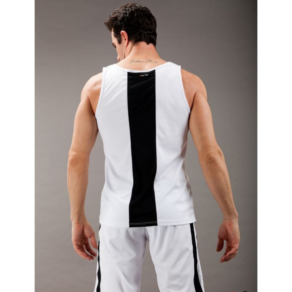 Мужская майка белая с черной полосой сзади WJ 9193-1