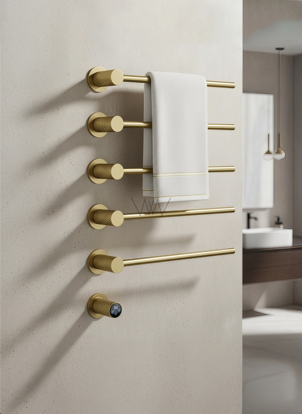 Полотенцесушитель электрический встраиваемый WONZON & WOGHAND MÜNCHEN, Брашированное золото (WW-A355-BG)