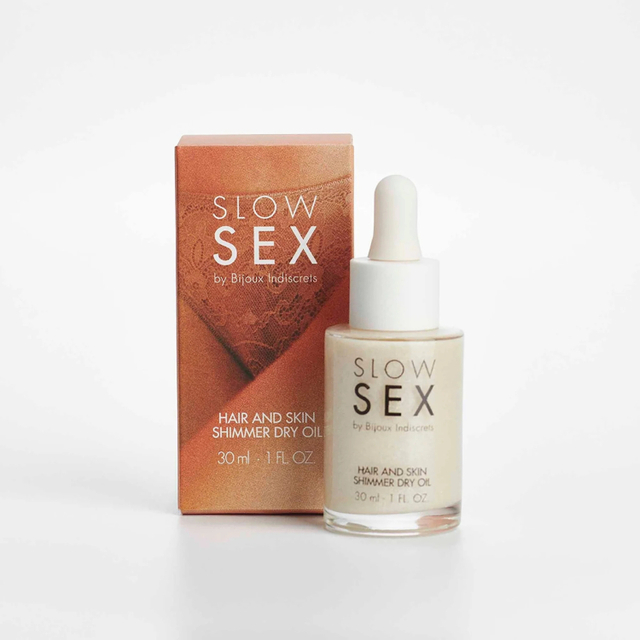 Масло для тела и волос с шиммером Bijoux Indiscrets Hair and Skin Shimmer Dry Oil - SLOW SEX, 30 мл