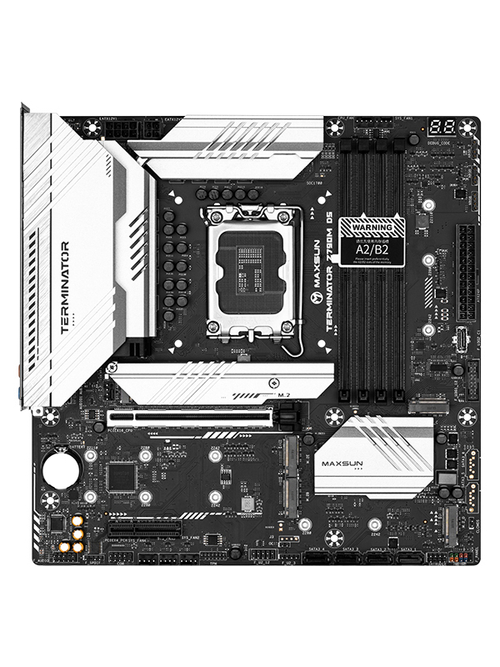 Материнская плата MAXSUN Terminator Z790M D5, Socket1700, mATX, Retail, 4xDDR5, PCIe5.0, 5xM.2, 2.5GLAN, M.2 WiFi, 6xUSB2, 6xUSB3, USB-C, CPU TDP 250Вт, HDMI, DP (MSTR-Z790M-D5)