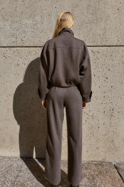 ZARA БРЮКИ ПРЯМОГО КРОЯ С ВЫСОКОЙ ПОСАДКОЙ, КОРИЧНЕВЫЙ МЕЛАНЖ