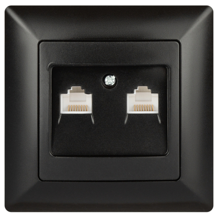 Розетка Intro Solo 4-304-05 информационная 2хRJ45 СУ антрацит