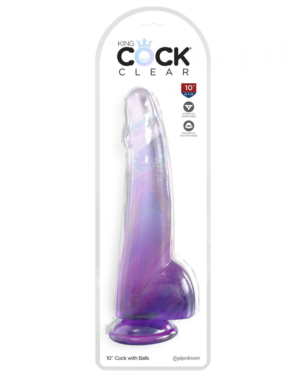 Фиолетовый фаллоимитатор с мошонкой на присоске 10’’ Cock with Balls - 27,9 см. (Цвет: фиолетовый)