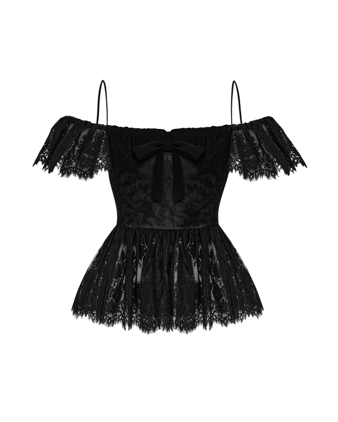 Топ с баской из кружева