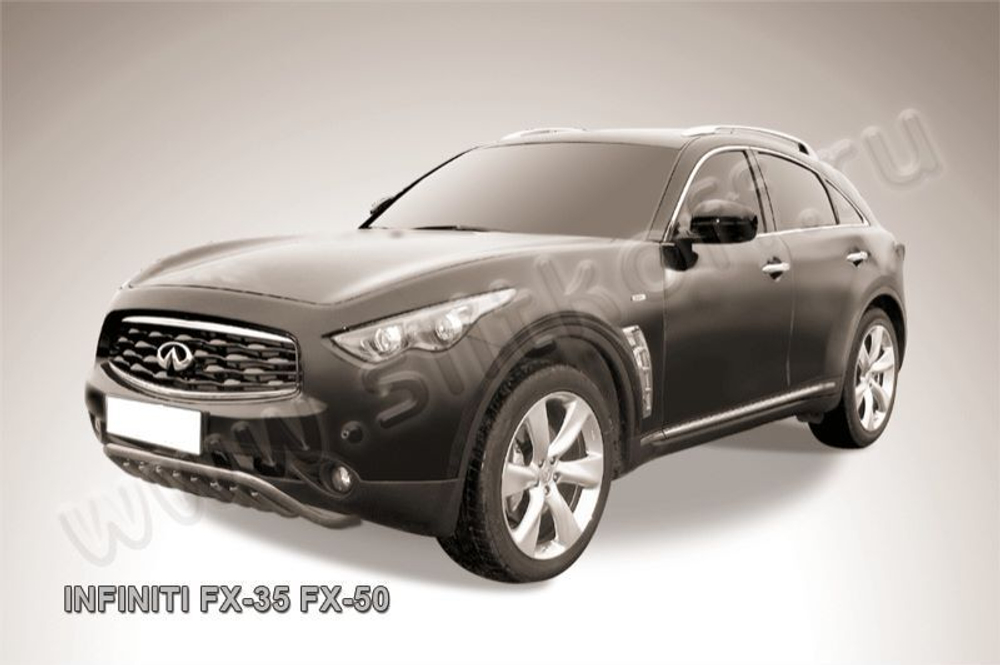 Защита переднего бампера (нержавейка) Infiniti FX-35 FX-50 (2008-2012) d57 с защитой картера
