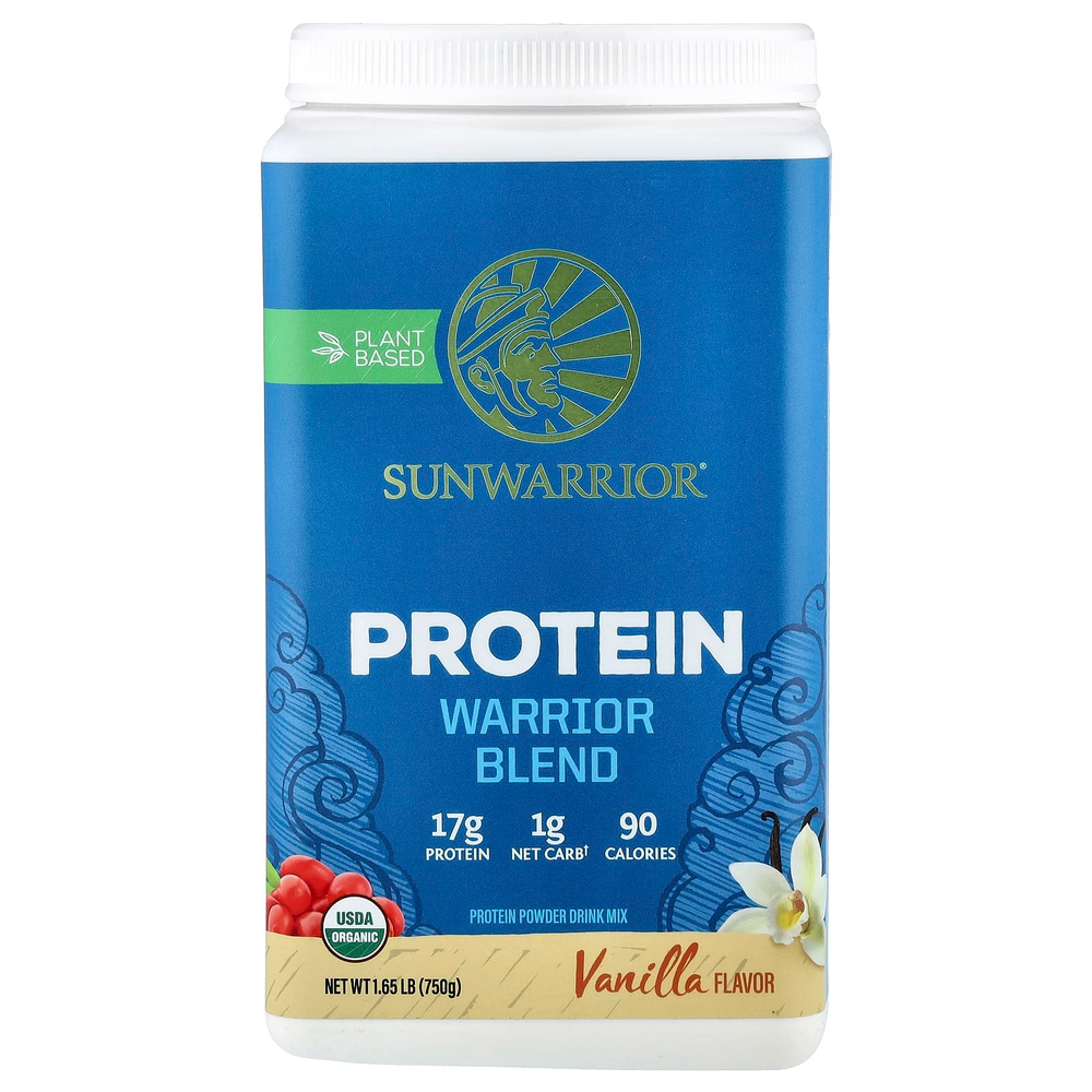 Sunwarrior, Warrior Blend, протеиновая смесь, со вкусом ванили, 750 г (1,65 фунта)