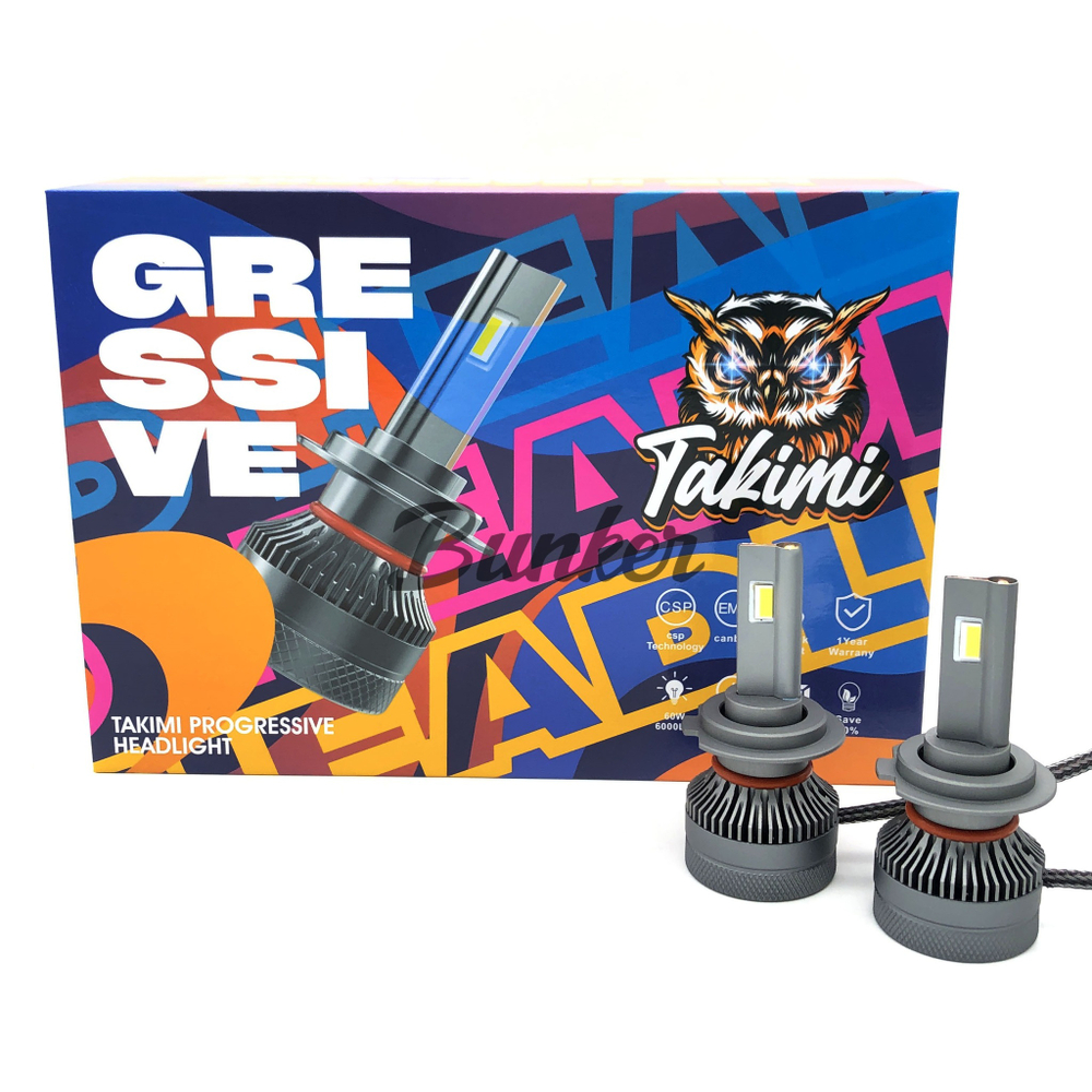 Светодиодные автомобильные LED лампы TaKiMi Progressive V2 H7  6000K 12/24V