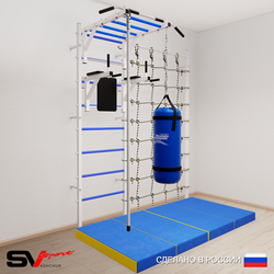 Шведская стенка Sv Sport усиленная 64050 (Турник рукоход/Брусья/Канат/Цепь/Мешок 15кг/Мат 2м/Канатный лаз)