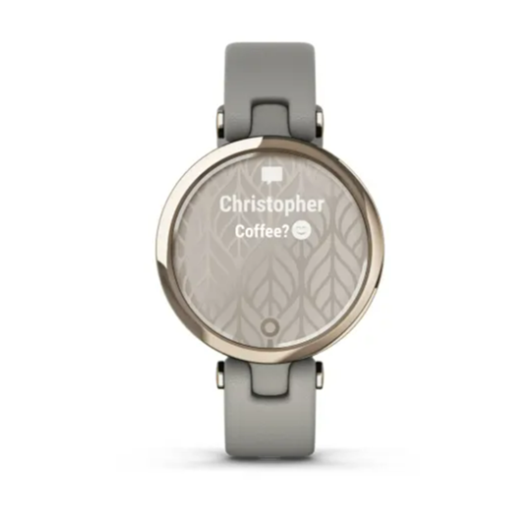 Умные часы Garmin Lily кремово-золотой безель, серый корпус Braloba и итальянский кожаный ремешок