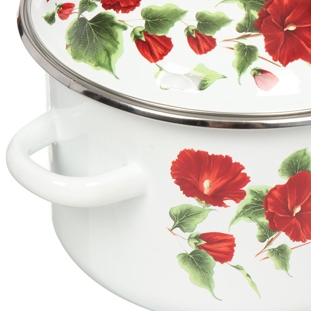 Кастрюля сталь, эмал, 3 л, с крыш, Сиб товары, Рамо, 3MD181M, индукц