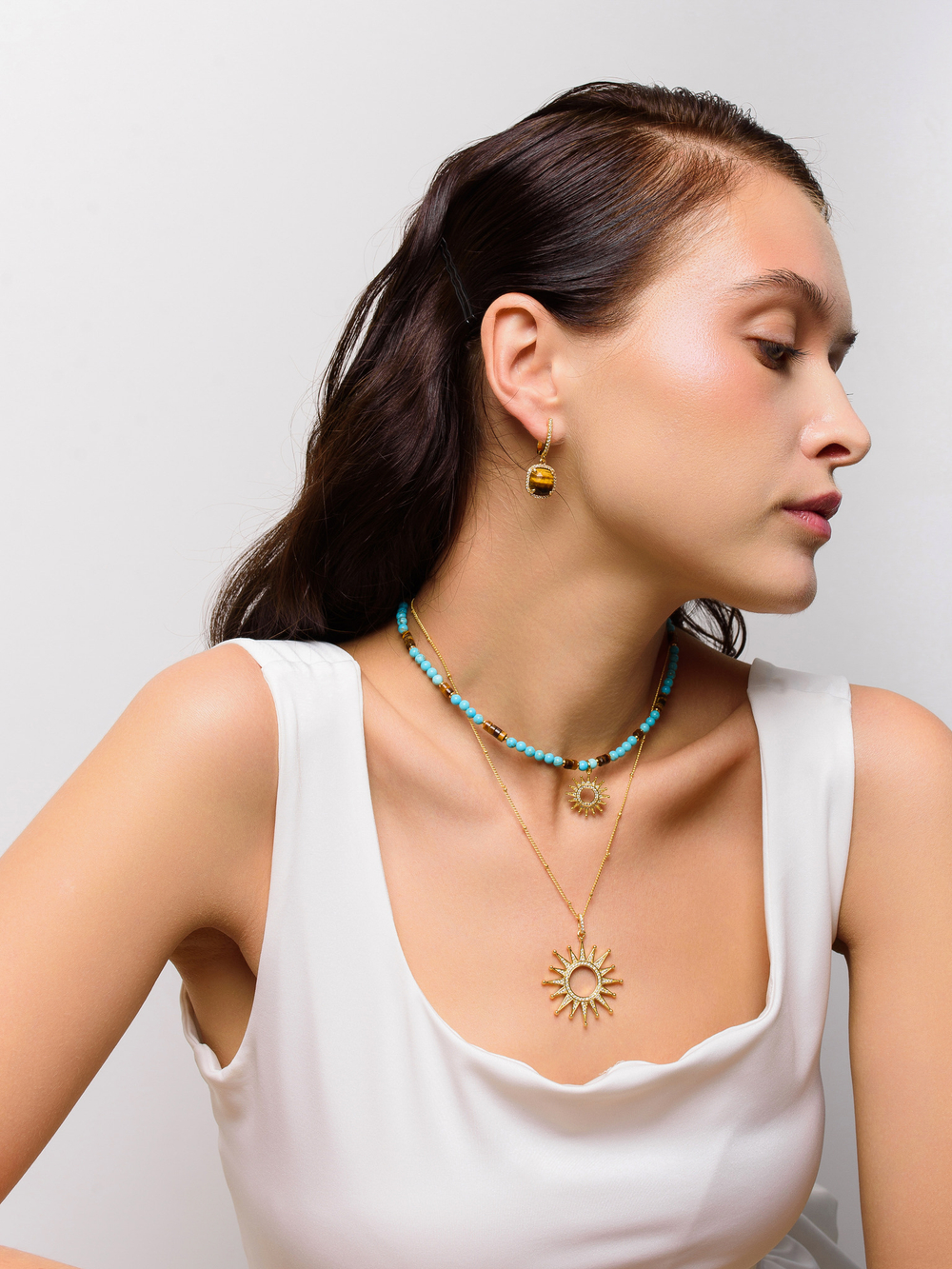 Серьги Sun Royal Brown Gold