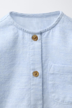 ZARA РУБАШКА МЕЛАНЖЕВАЯ, ГОЛУБОЙ