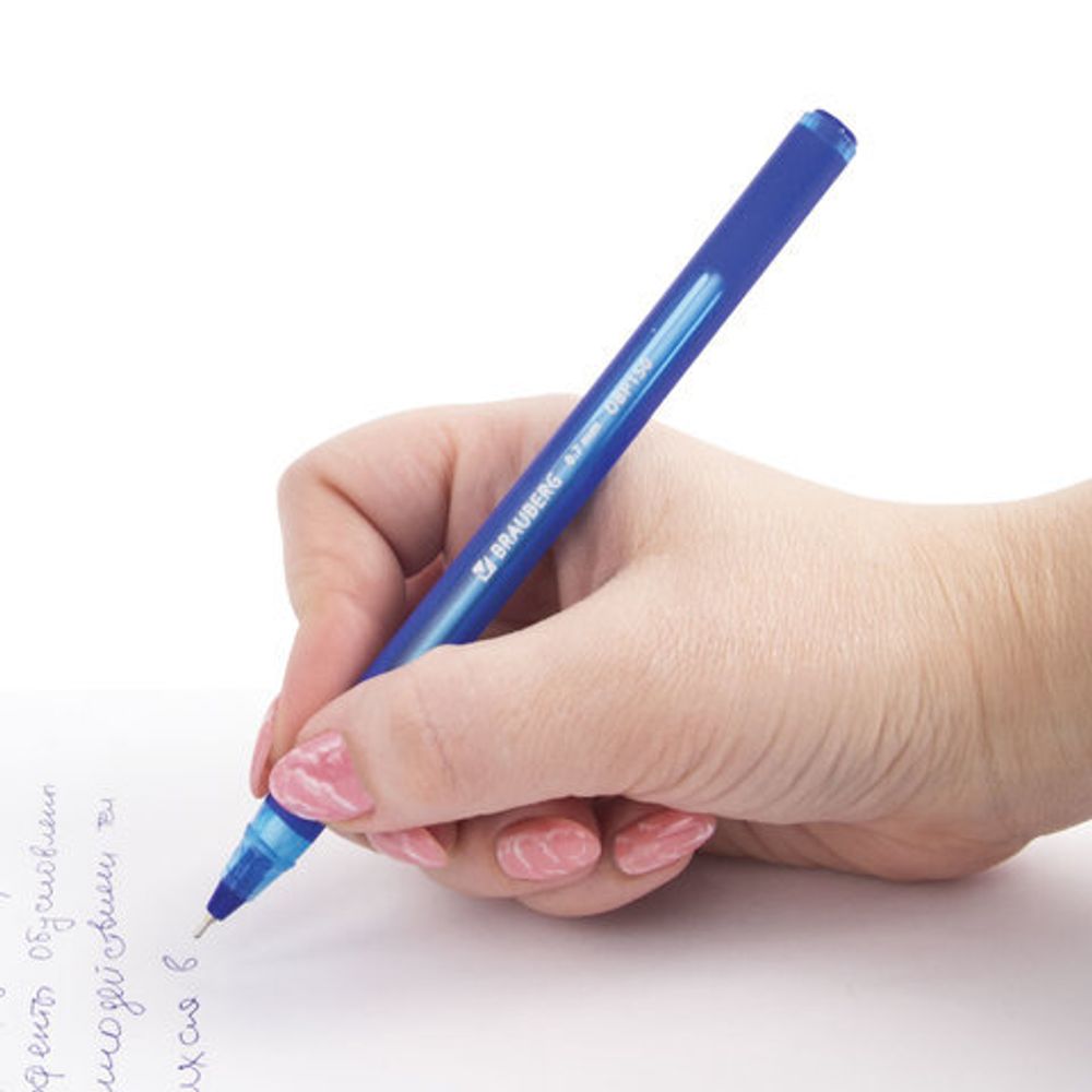 Ручка шариковая масляная BRAUBERG "Extra Glide Soft Blue", СИНЯЯ, узел 0,7 мм, линия письма 0,35 мм, 142926