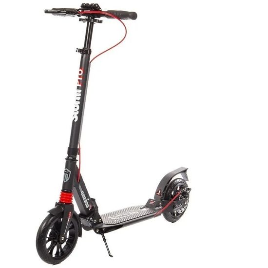 Складной двухколёсный самокат Micar Storm Pro 200 мм с двумя амортизаторами и ручным дисковым тормозом, черный