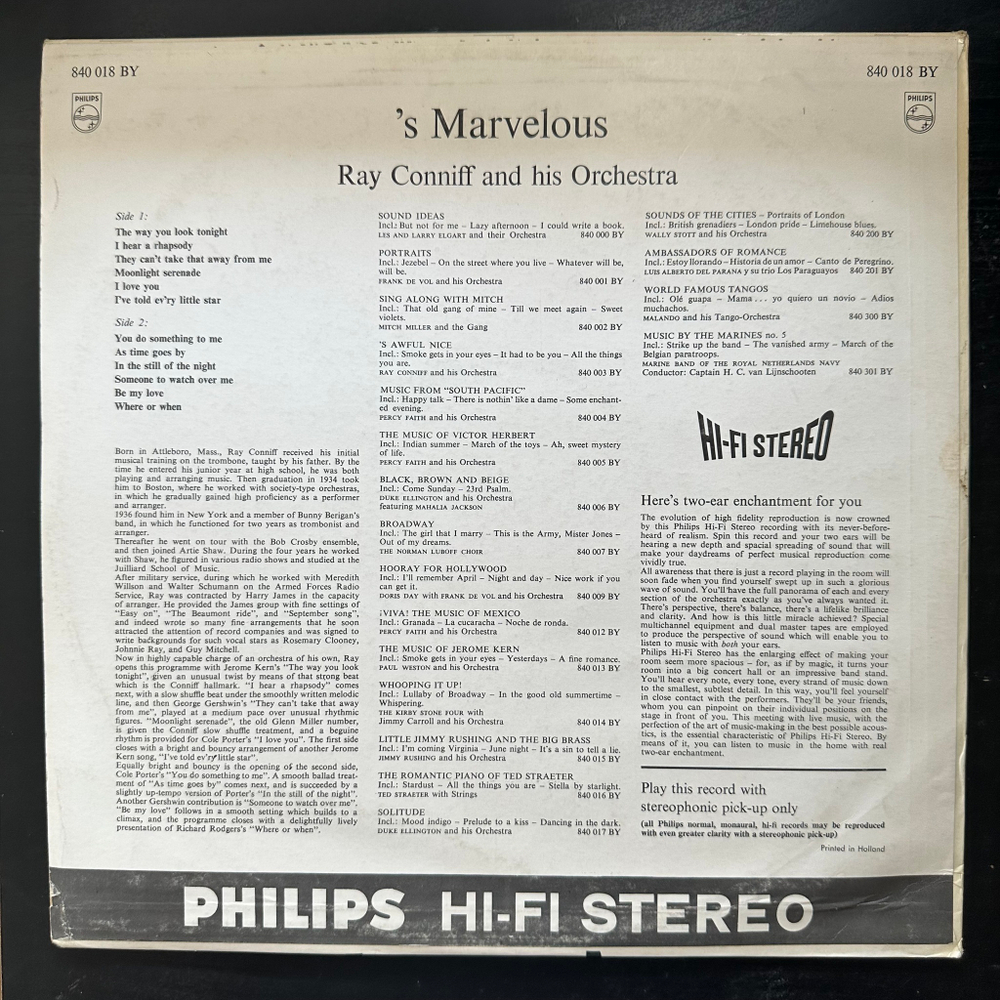 Ray Conniff And His Orchestr - 'S Marvelous (Голландия)