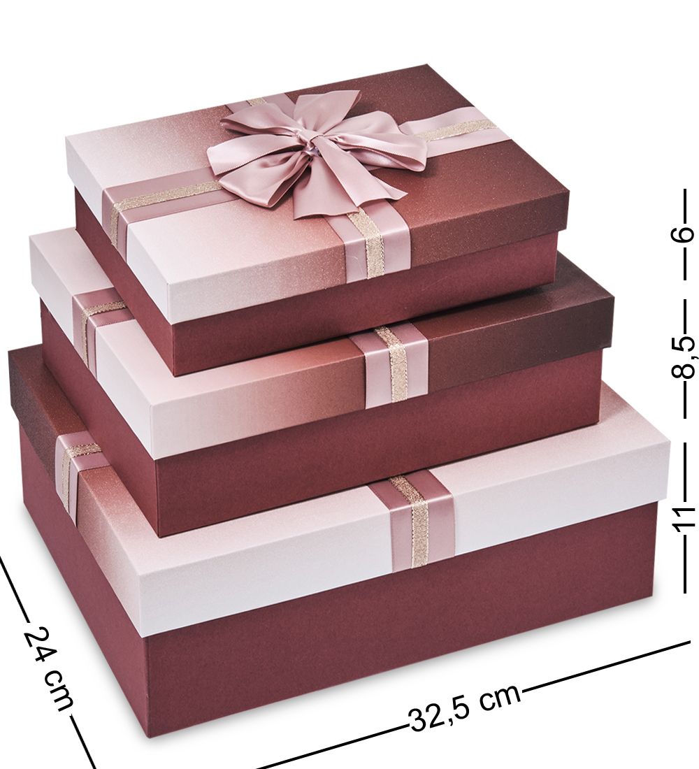 WF-165-A Набор коробок из 3 шт, бордовый