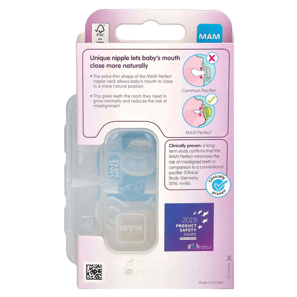 MAM, Perfect Pacifier, 0–3 месяца, для мальчиков, 2 шт.