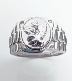 Печатка "Эстерелла", родированное серебро, 925 проба, фианит/Ф