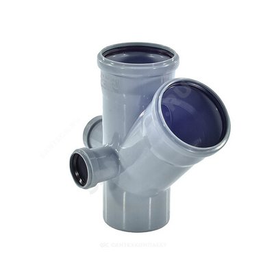 Крестовина PP-H 2-плоскостная левая/правая/тыл серая Дн 110х110х50х45гр б/нап RTP (РосТурПласт) 36536