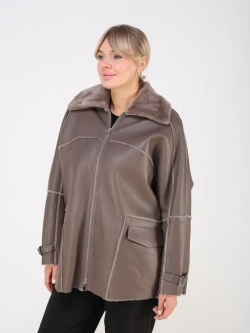 Дубленка зимняя натуральная оверсайз больших размеров