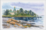 "Храм у озера"-M935 вышивка