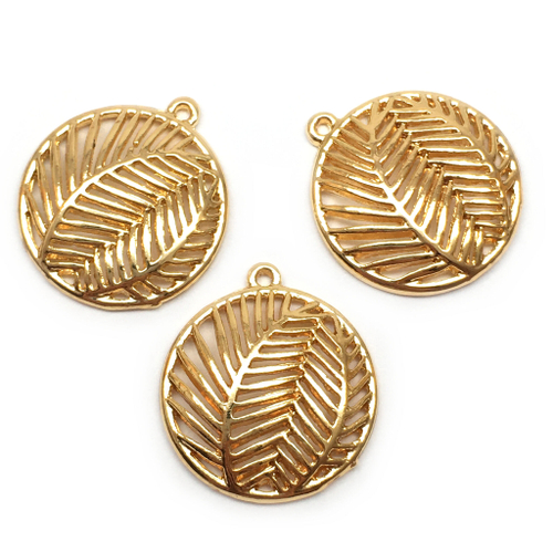 Подвеска "Пальмовый лист" 20х18 мм, позолота