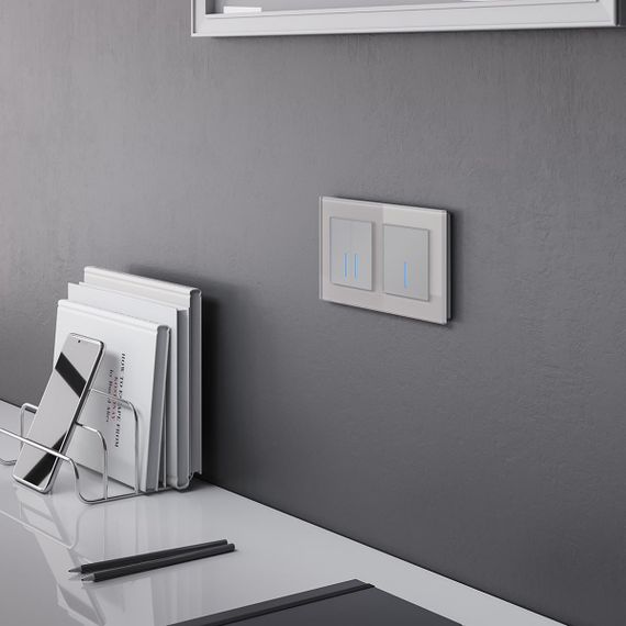 Сенсорный выключатель двухклавишный с функцией Wi-Fi Werkel (Умный дом) серебряный W4520606 a048324