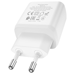 Адаптер питания Hoco N5 Favor dual port PD+QC 3.0 charger (USB: 5V max 3.0A/ 20Вт) Белый