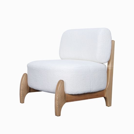 Кресло Judge натуральное дерево и белая ткань 