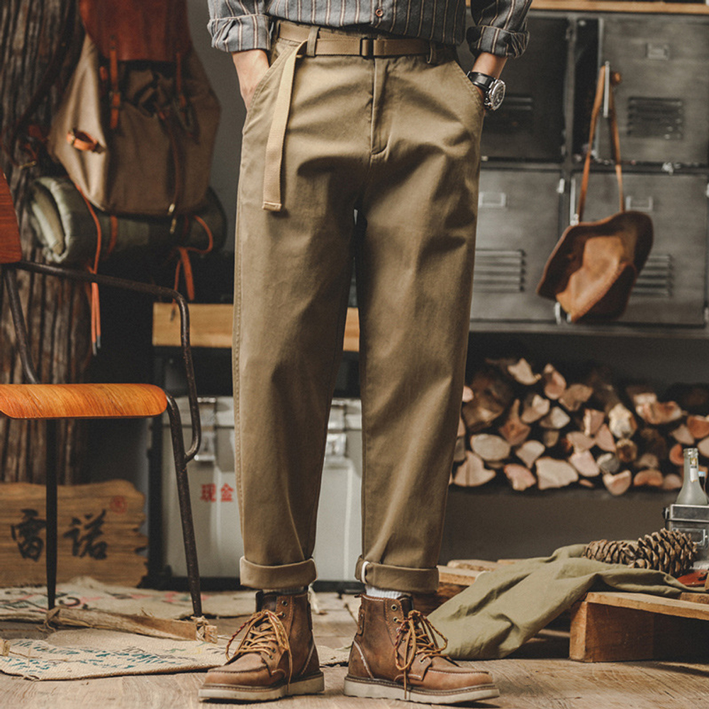 Винтажные минималистские брюки для мужчин Американский стиль весна и осень