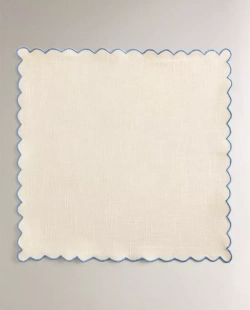 ZARA HOME НАБОР ХЛОПКОВЫХ САЛФЕТОК С КОНТРАСТНОЙ ОКАНТОВКОЙ (УПАКОВКА ИЗ 2 ШТ.), СИНИЙ