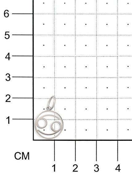 Подвеска Знак зодиака Рак из серебра на размерной сетке