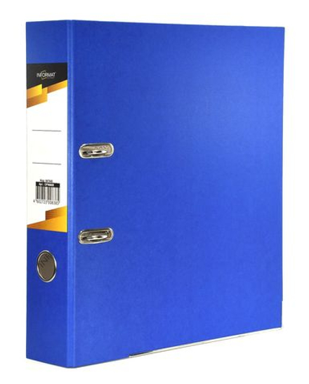 Папка-регистратор INFORMAT 75 мм цв.картон синий метал.окант. собран.