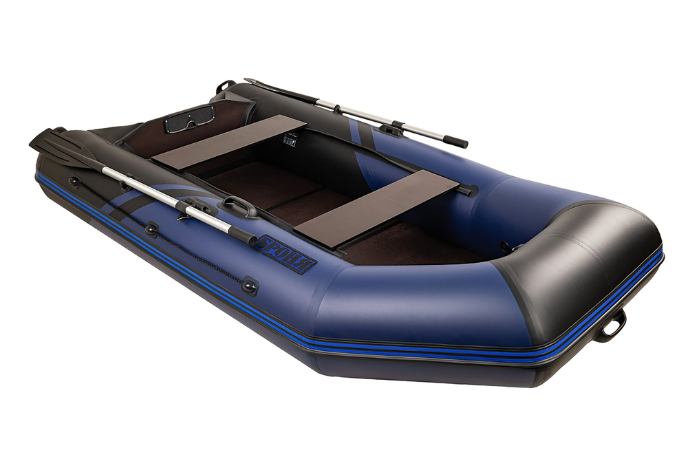 Броня-280 СК слань+киль синий-черный (лодка ПВХ под мотор с усилением)