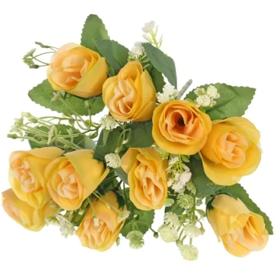 Искусственные цветы «Букет роз» 32см 10 цветков желтые