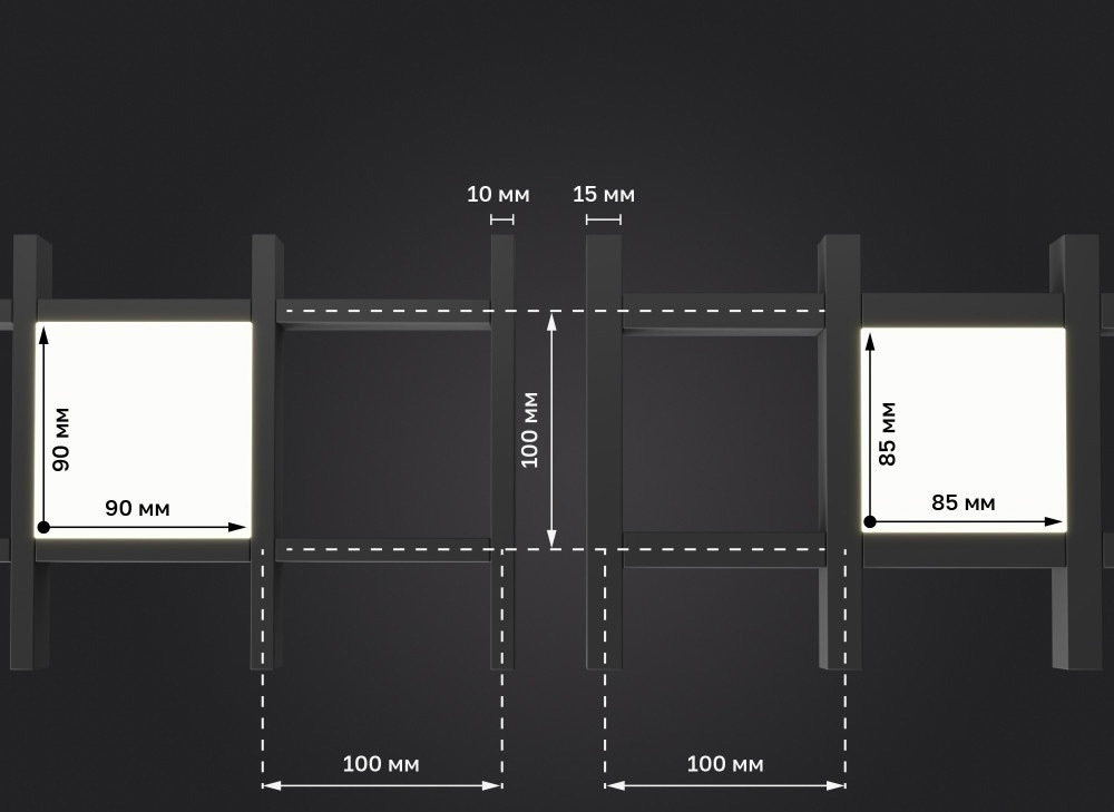 Светильник LED FTP Грильято Домино х1 100х100 (85х85) 7Вт 4000К IP20 660лм DIOLUM