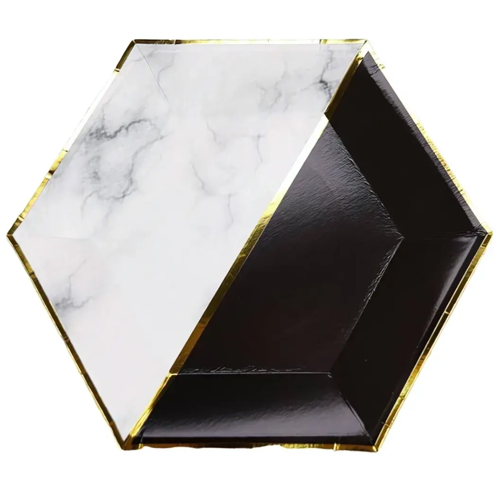 Набор бумажных тарелок «Чёрный мрамор», 18 см, 6 шт