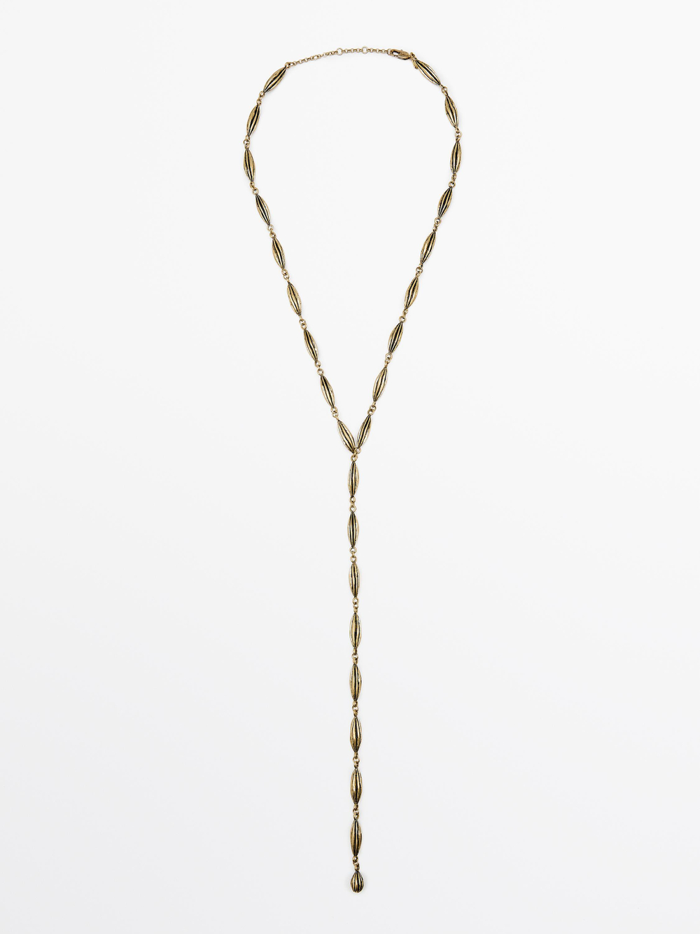 Massimo Dutti Длинное ожерелье с деталями в форме зерен какао, золотистый