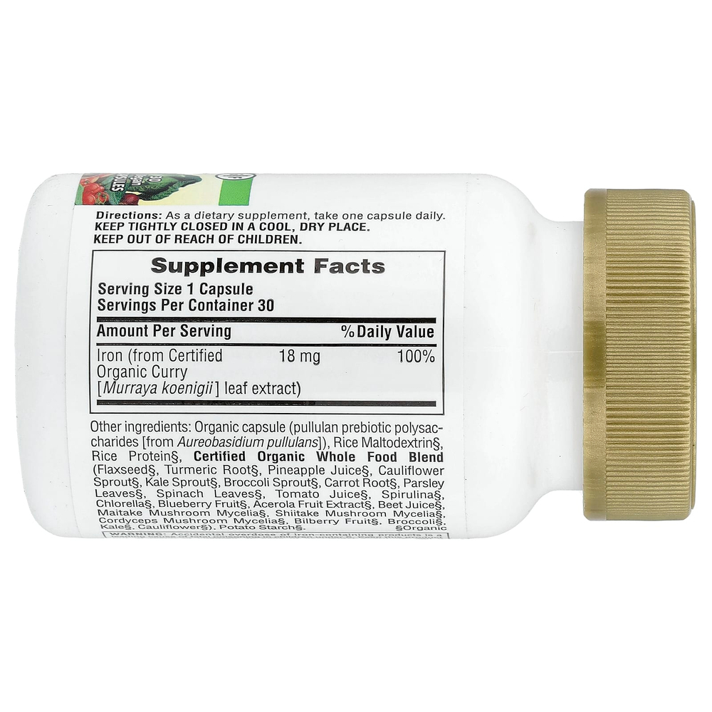 NaturesPlus, Source of Life Garden®, железо, 30 веганских капсул (18 мг в 1 капсуле)