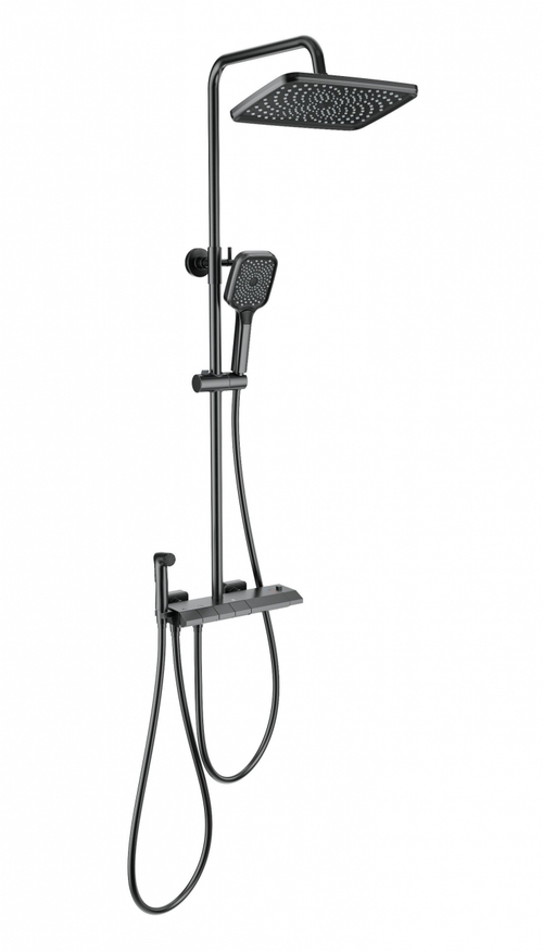 Душевая система с техническим душем и термостатом WONZON & WOGHAND MUSE Piano, Темный графит (WW-B4132-A-BGG)