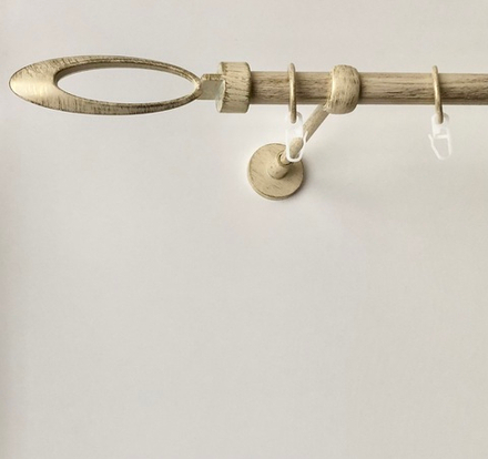 Карниз кованый для штор "Орбита" d20 мм однорядный, цвет ваниль золото