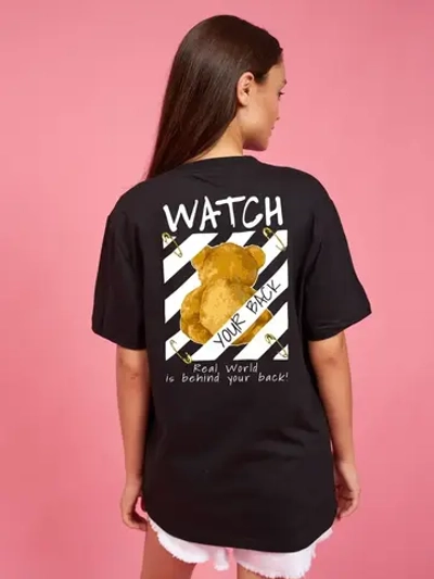 Женская футболка с принтом на спине Мишка Тедди