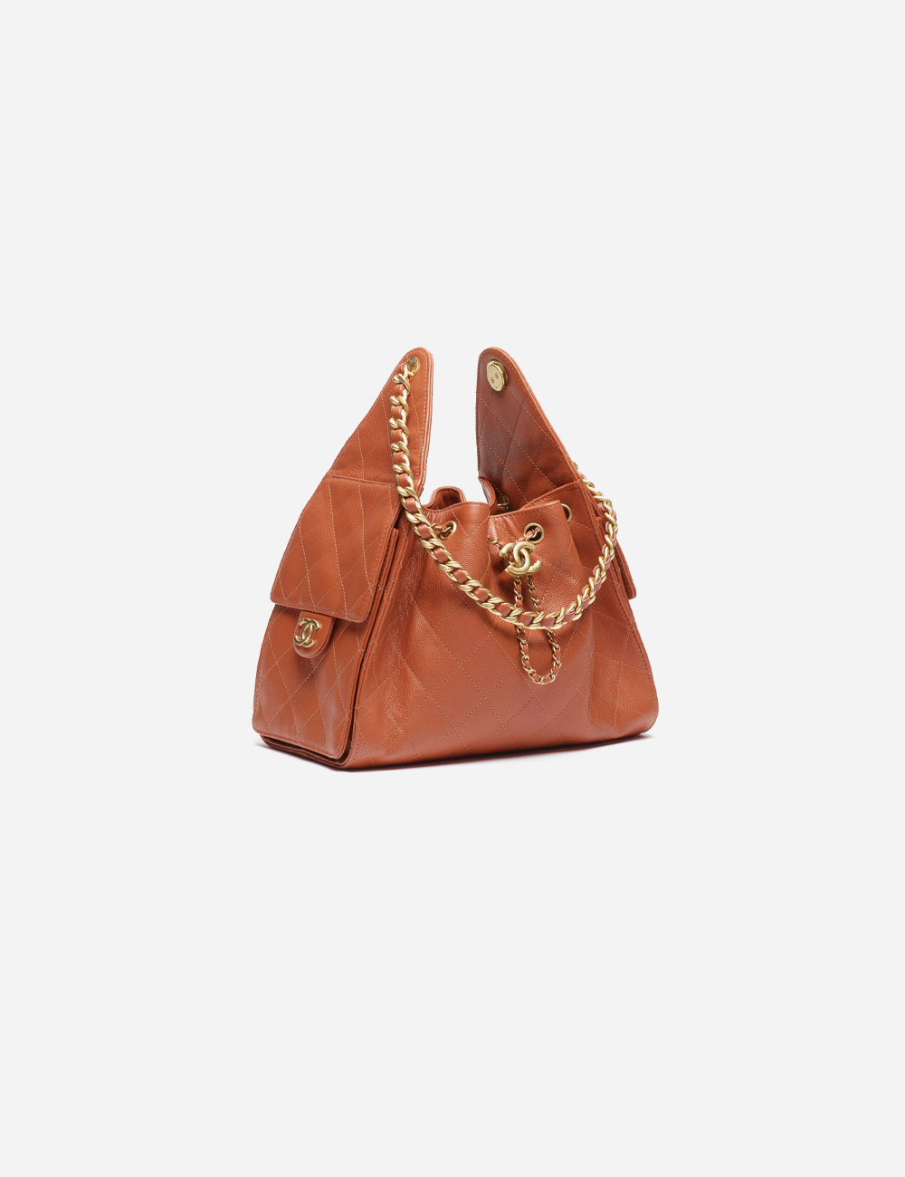 Сумка Chanel 25 Small Handbag Grained Calfskin & Gold-Tone Metal "Dark Orange"
