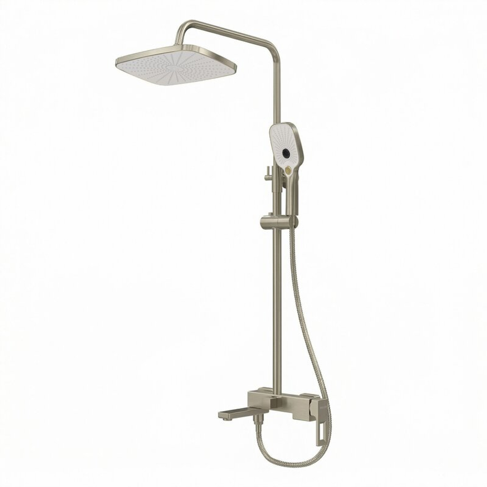 Душевая стойка Grossman Pragma 500.K35.03.120 с верхним душем,ручной лейкой и смесителем, брашированный никель,1 место