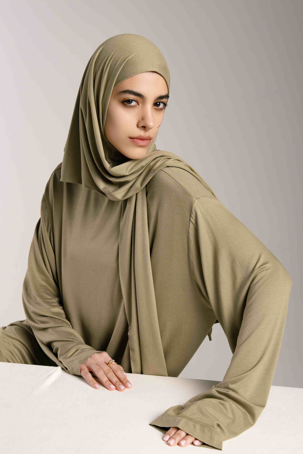 Хиджаб Молик двухслойный хаки