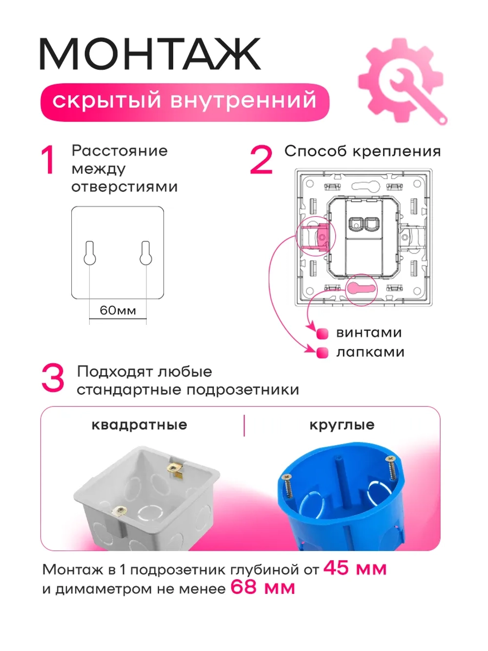 Выключатель одноклавишный внутренний с рамкой серый