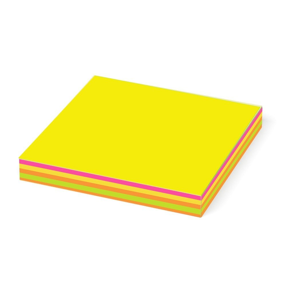 Блок для записей с клеевым краем, Alingar, 76 мм * 76 мм, 5 цветов, 100 л., "Неоновое ассорти", европодвес