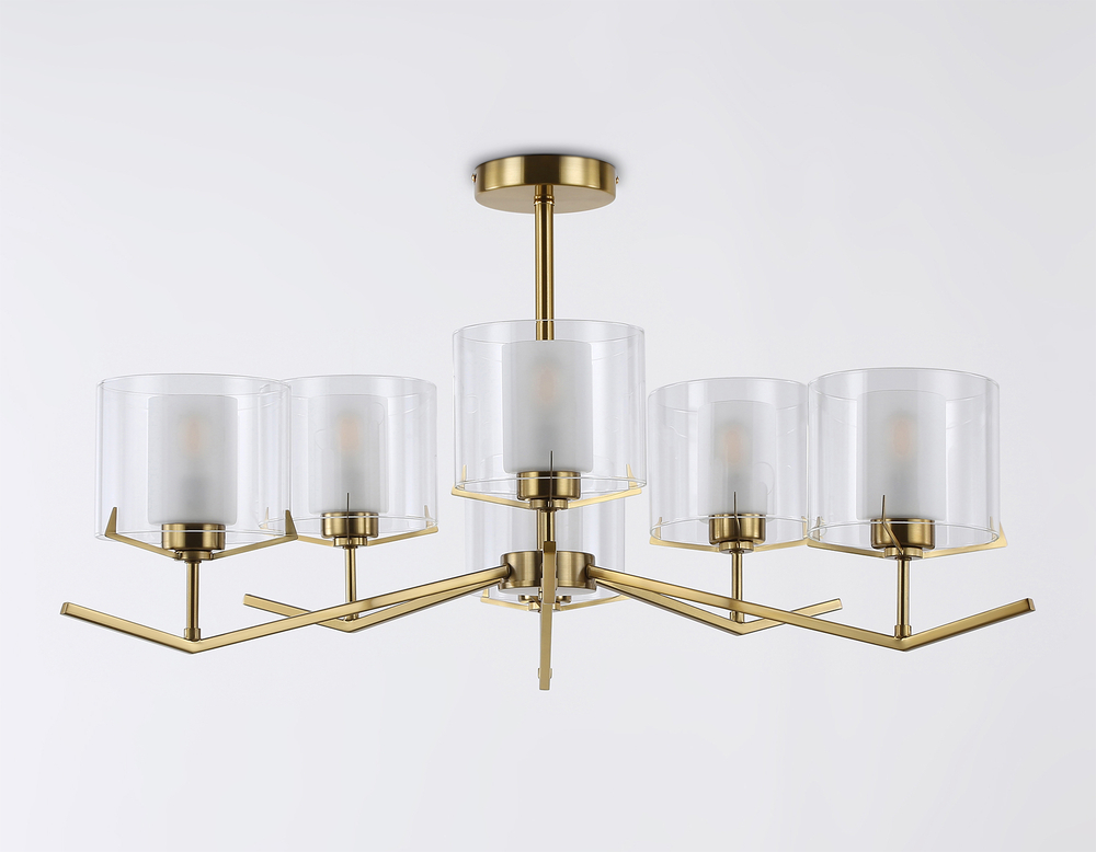 Светильник подвесной LH57008/6 BS/FR латунь/белый матовый E14/6 max 40W D850*420