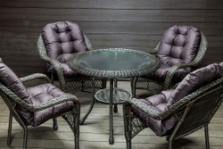 Садовый комплект из искусственного ротанга Мэдисон НЬЮ (Medison NEW) стол круглый D90 + 4 кресла с подушками на сиденье и спинку