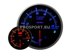 Tахометр (115мм) внешняя вспышка 0-8000RPM черный циферблат, цветная подсветка (дизель)